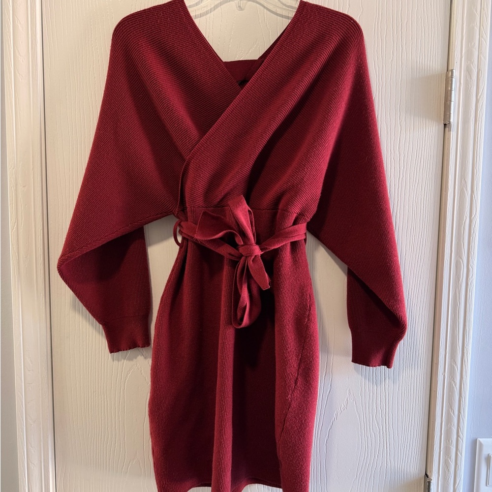 Halara Sweater Knit Wrap Dress with Tie Waist size Large - NWOT
